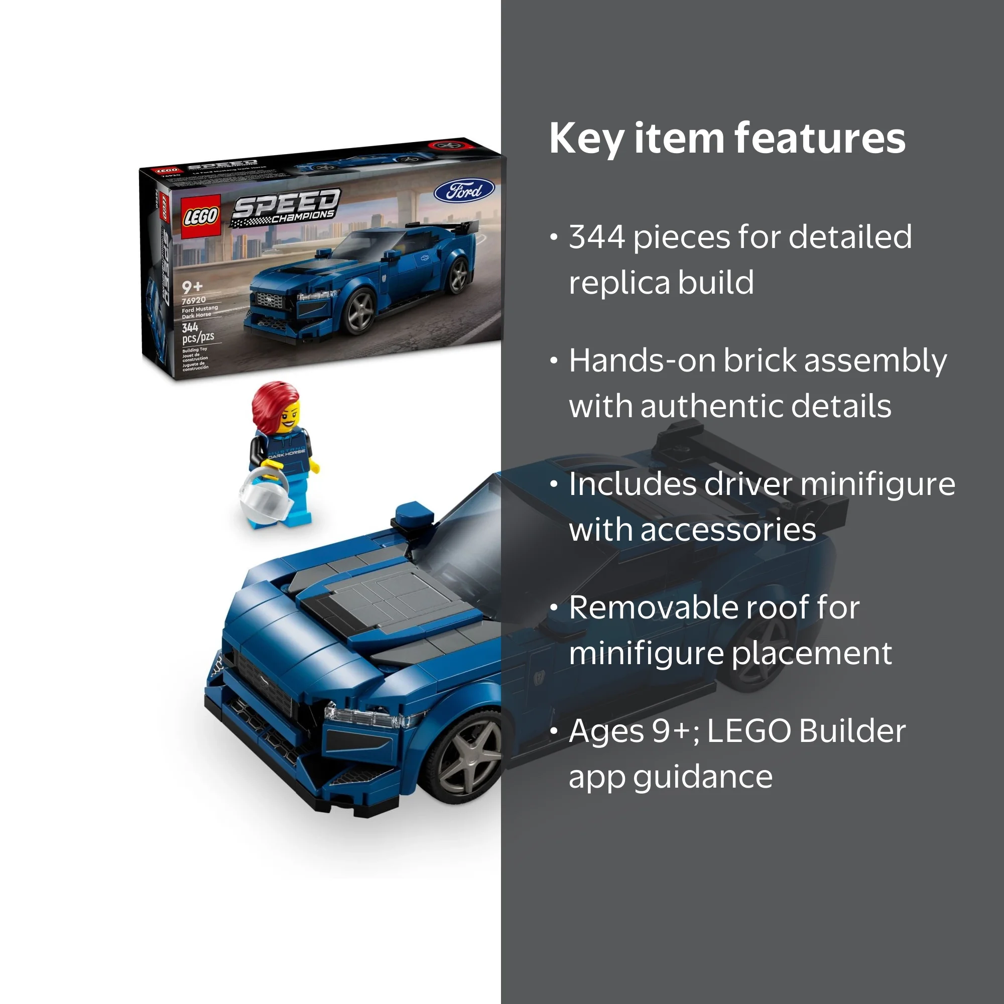 Free Shipping! LEGO Buildable Ford Mustang Dark Horse Sports Car