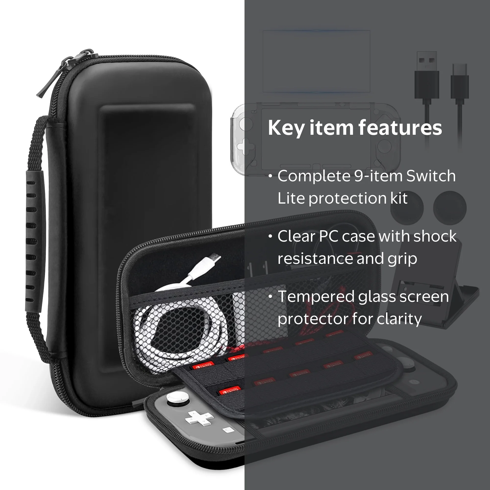 Nintendo Switch Lite HDH-001 ケース付き E EEEkit 9-in-1 Nintendo Switch Lite Kit: Carrying Case, Cover