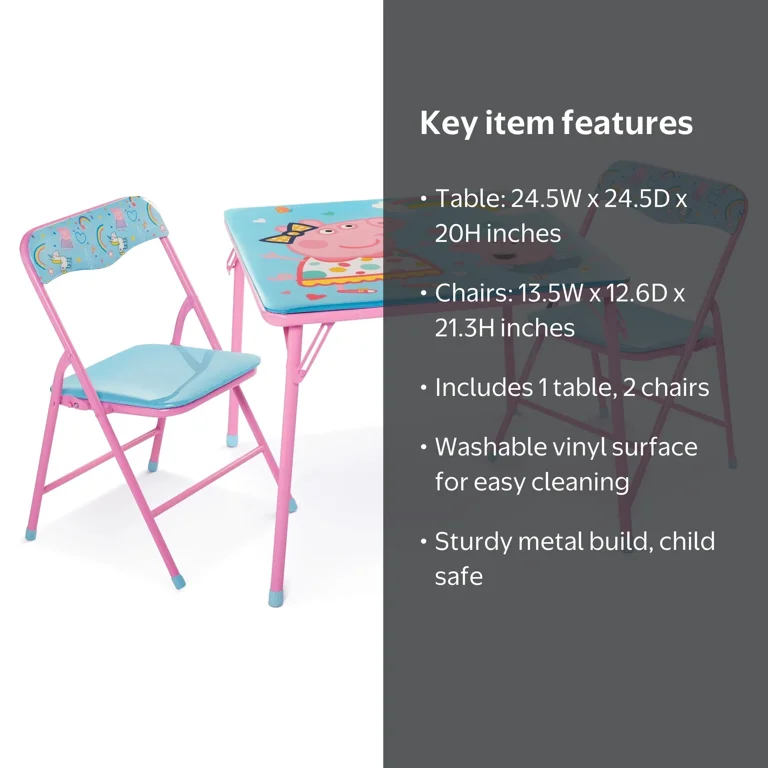 Peppa Pig Child 3-Piece Table and Chairs Set, Pink - Walmart.com