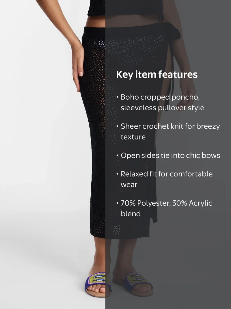 No Boundaries Crochet Knit Skirt with Side Tie, Women's - Walmart.com