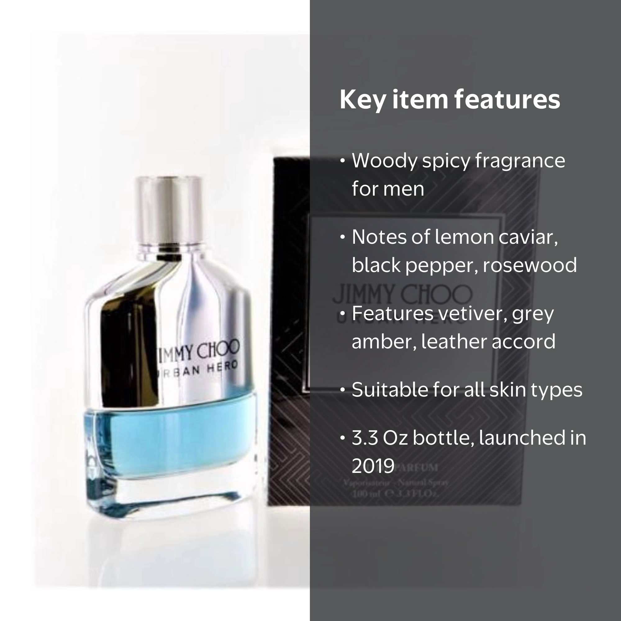 Jimmy Choo Urban Hero Eau de Parfum Spray, Men, 3.3 Oz, Woody