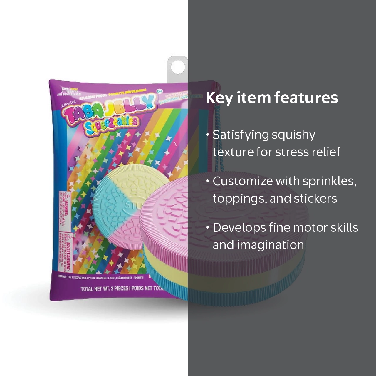 Taba Jelly Squishies Confetti Cookie - FuFu Squeeze Stress Relief