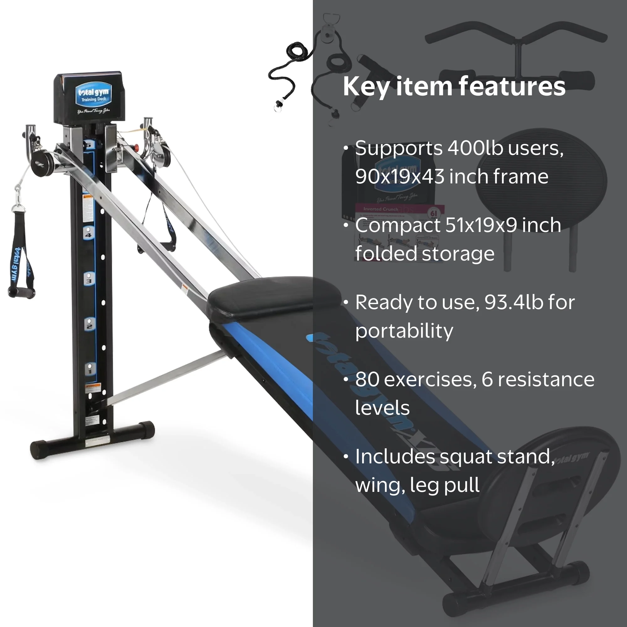 Total Gym XLS: Full Body Home Gym Machine with Squat Workout