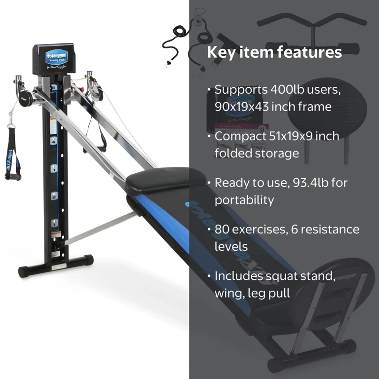 Total Gym XLS: Full Body Home Gym Machine with Squat Workout