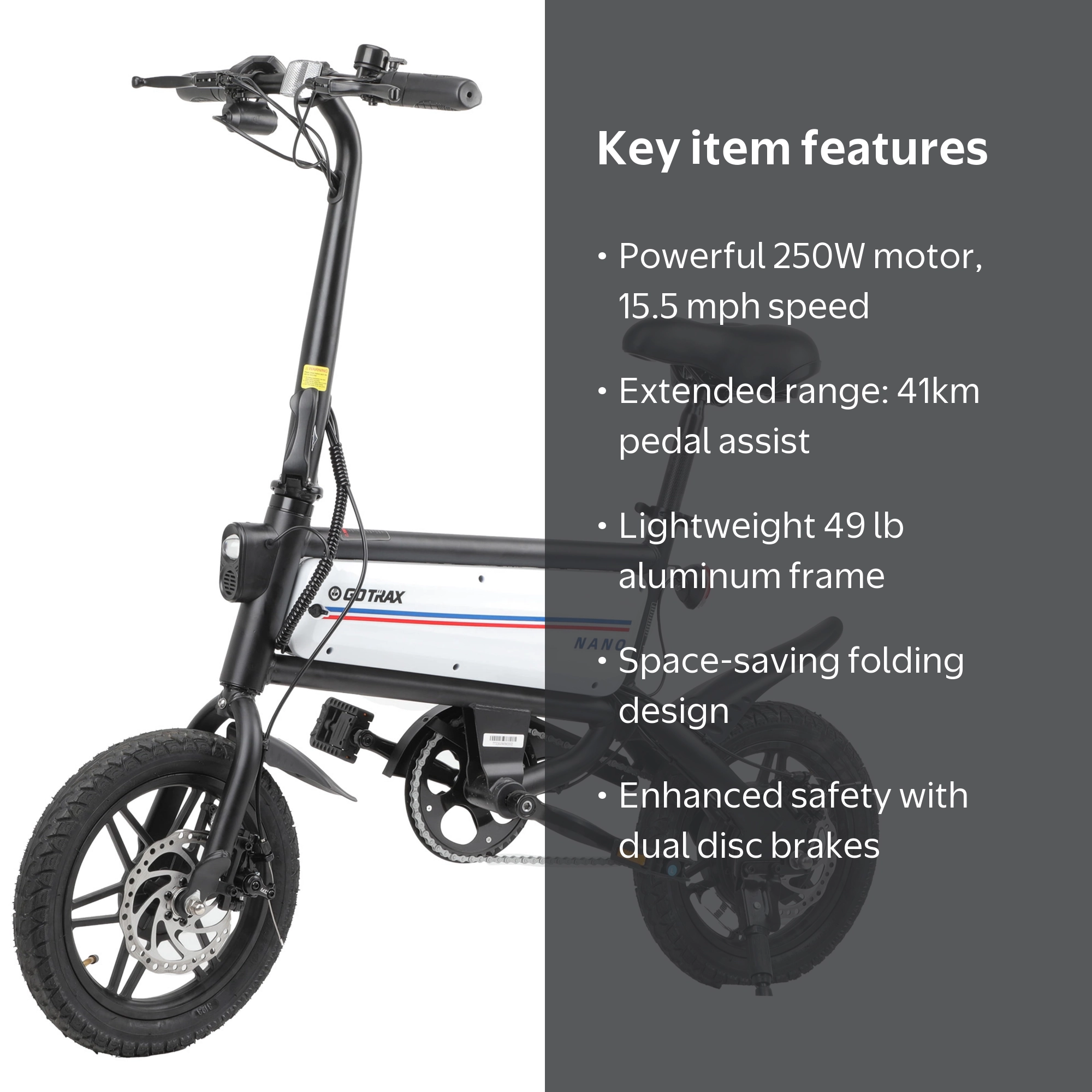 GOTRAX, Electric Bike, Nano 14, Folding Adult City Commuter