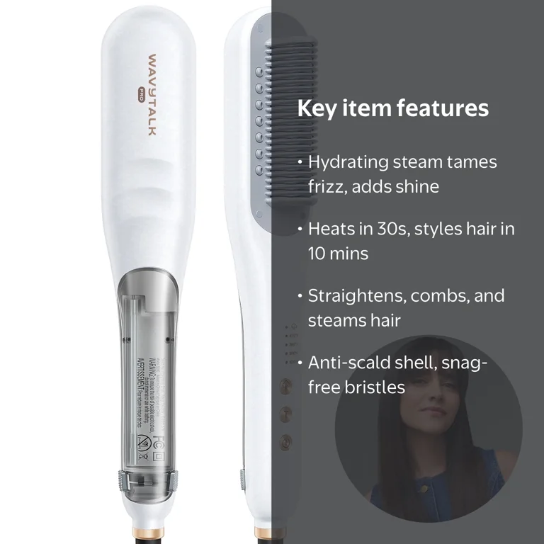 Wavytalk, Steam Hair Straightener Brush, Pro, 3 in 1 - Walmart.com