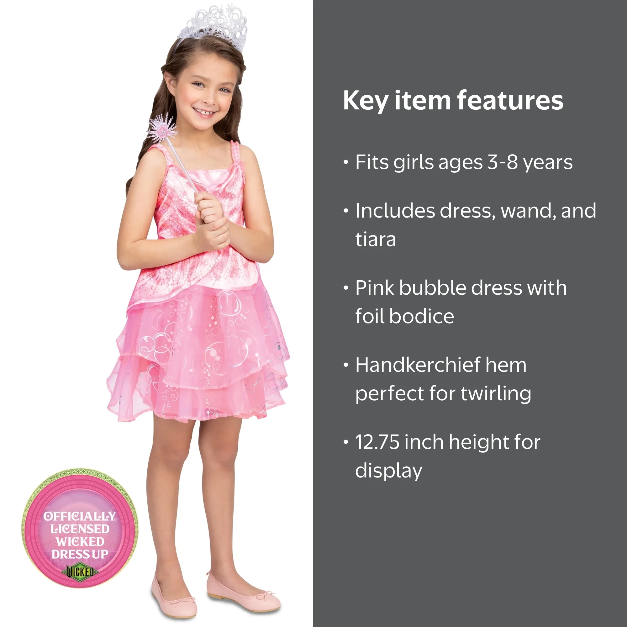 Universal's Wicked Glinda Pink Bubble Dress & Accessories Girl Child Dress  up Set - Walmart.com