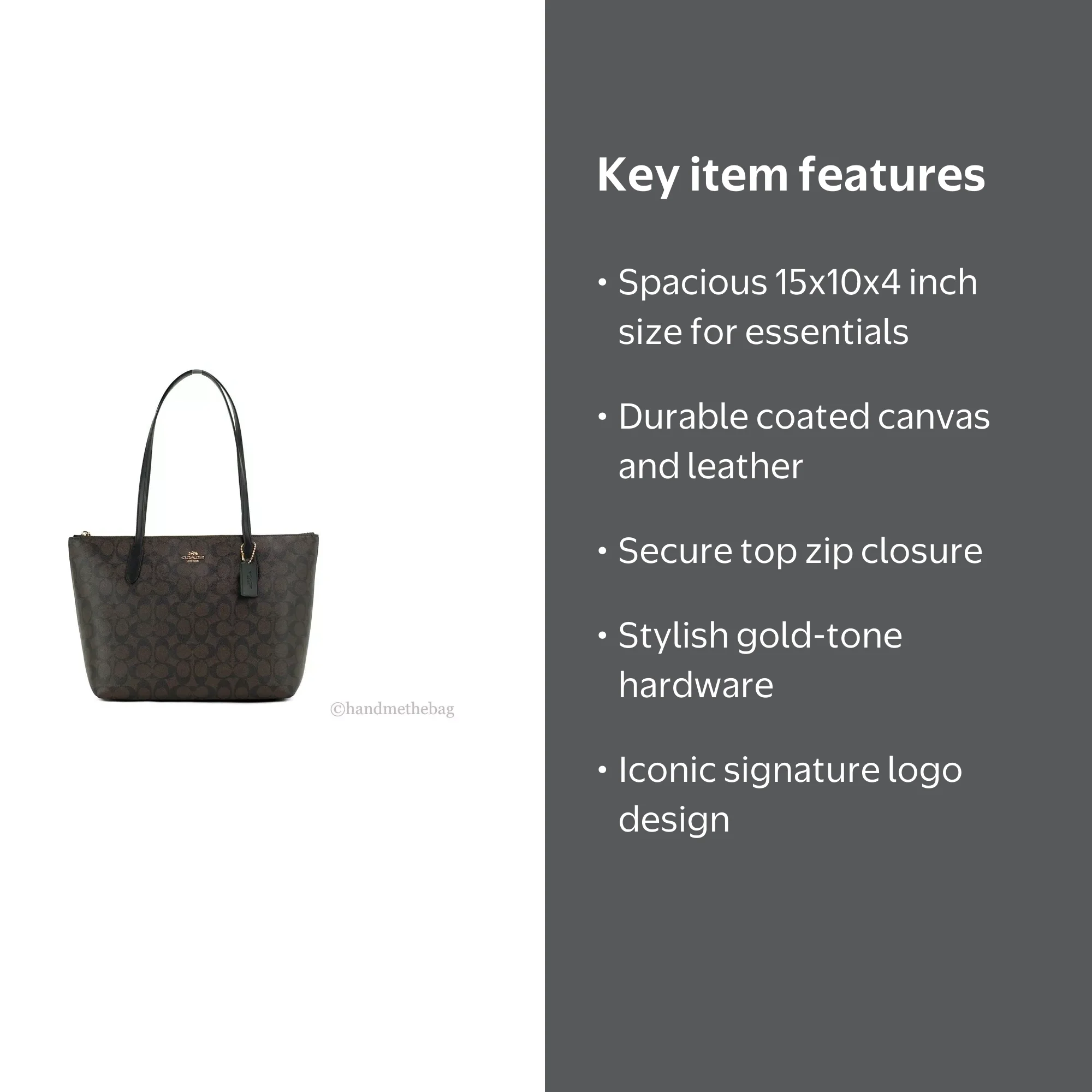 Coach Women's Outline Signature Zip Tote (IM/Brown/Black