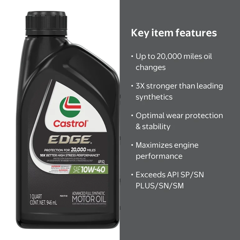 Castrol Edge 10W-40 Advanced Full Synthetic Motor Oil, 1 Quart