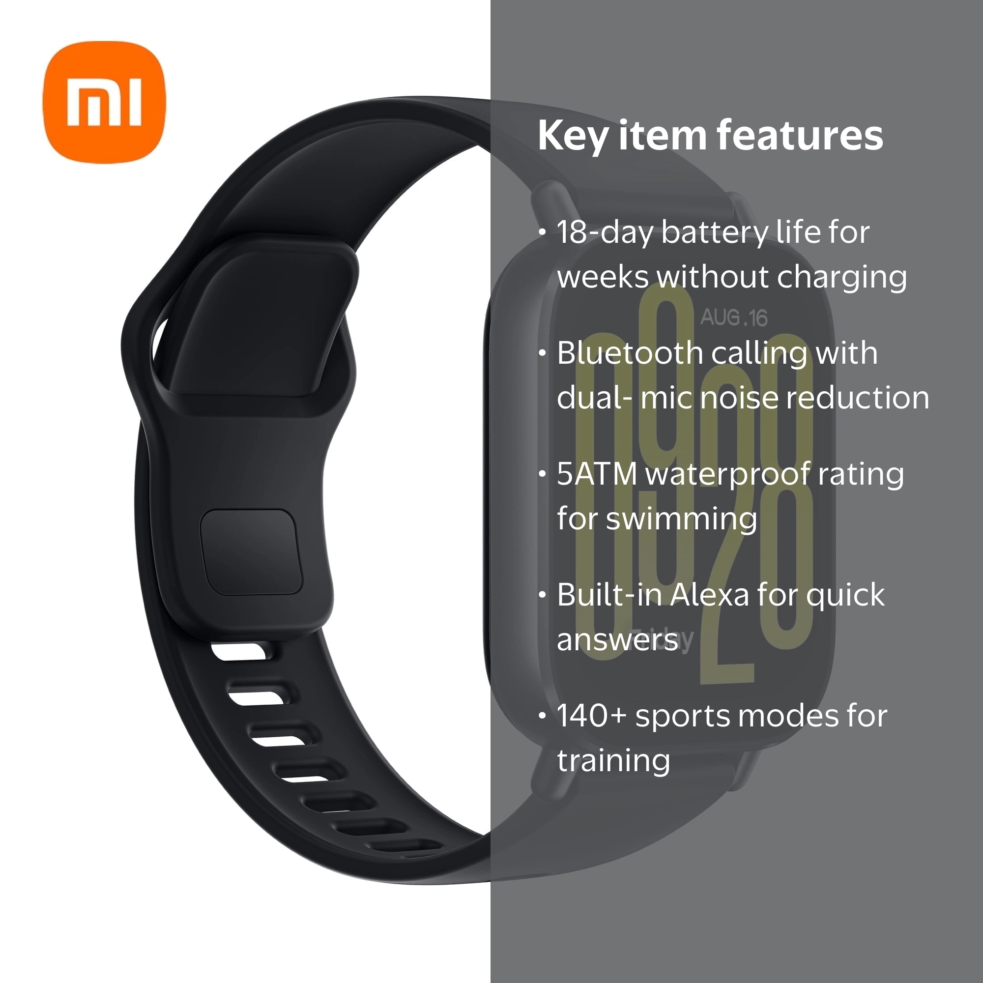 Redmi Watch 5 Active Midnight Black - 18-Day Battery Life, 2-Inch