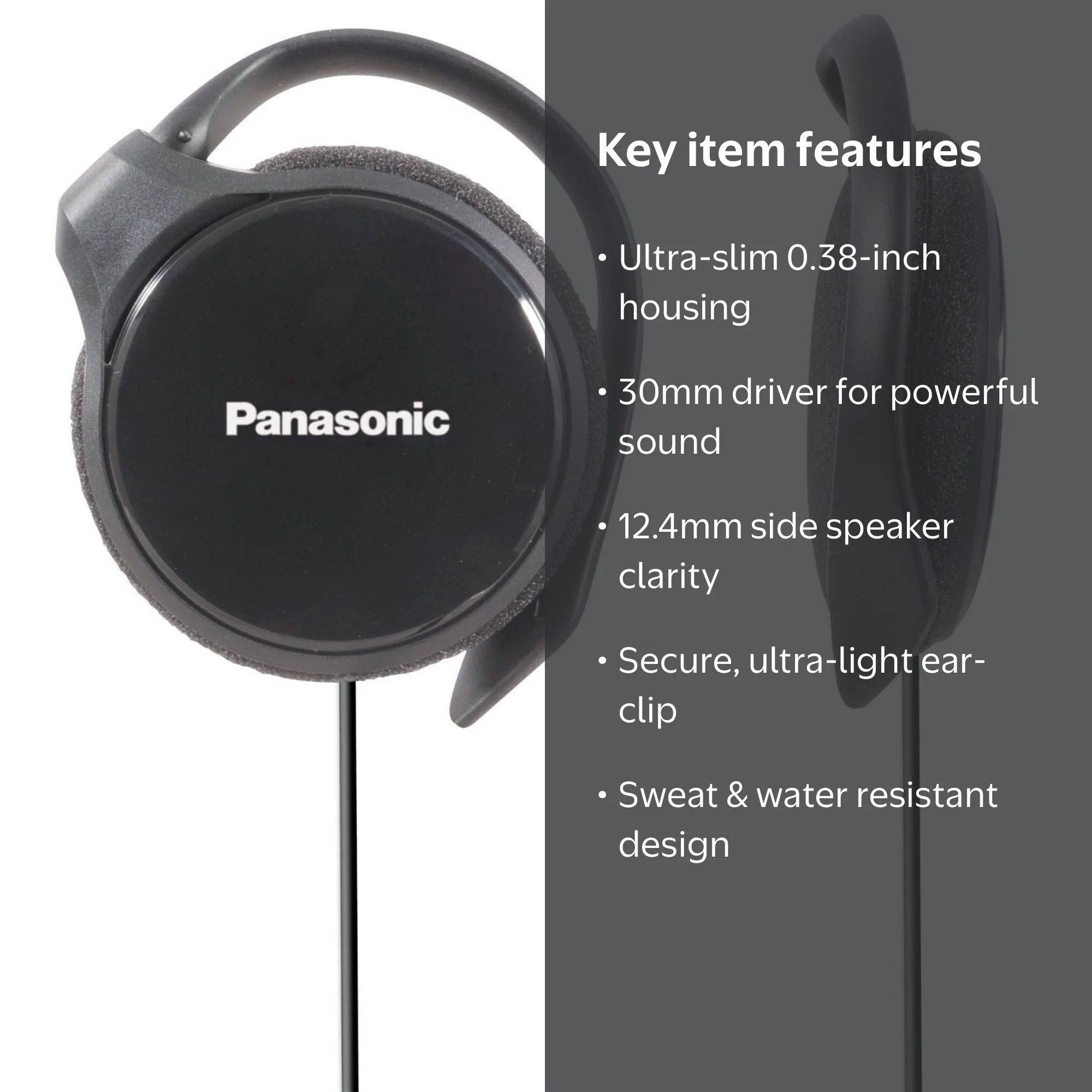 Panasonic, On Ear Headphones, RPHS46, Black, Ultra Slim Housing
