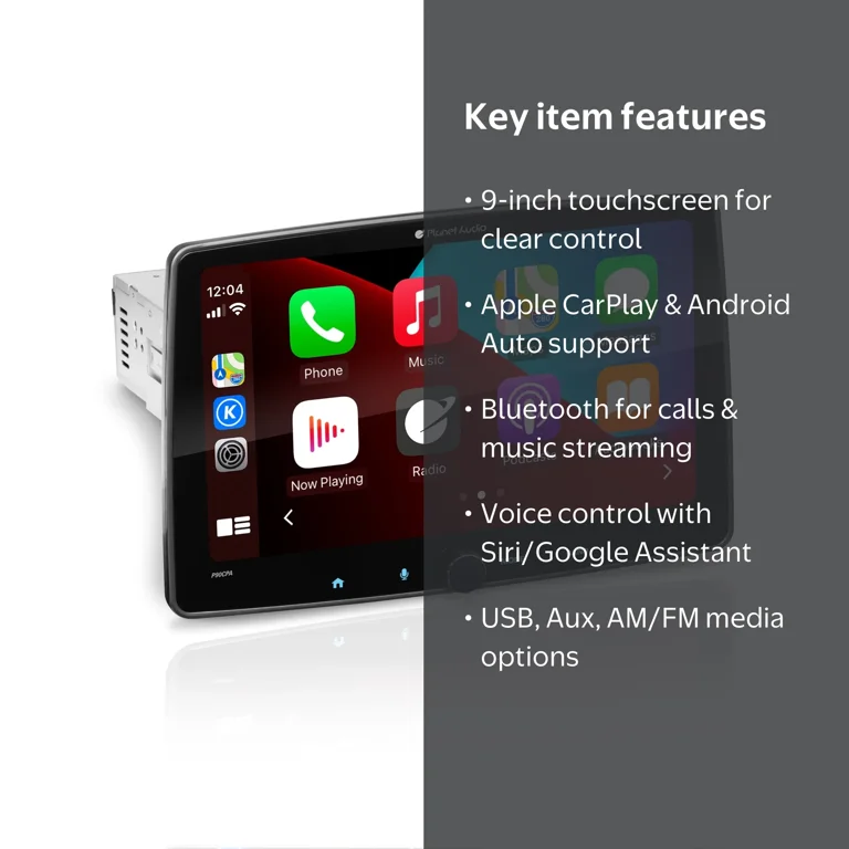 Planet Audio, Car Stereo, Apple CarPlay, 9 Inch Capacitive