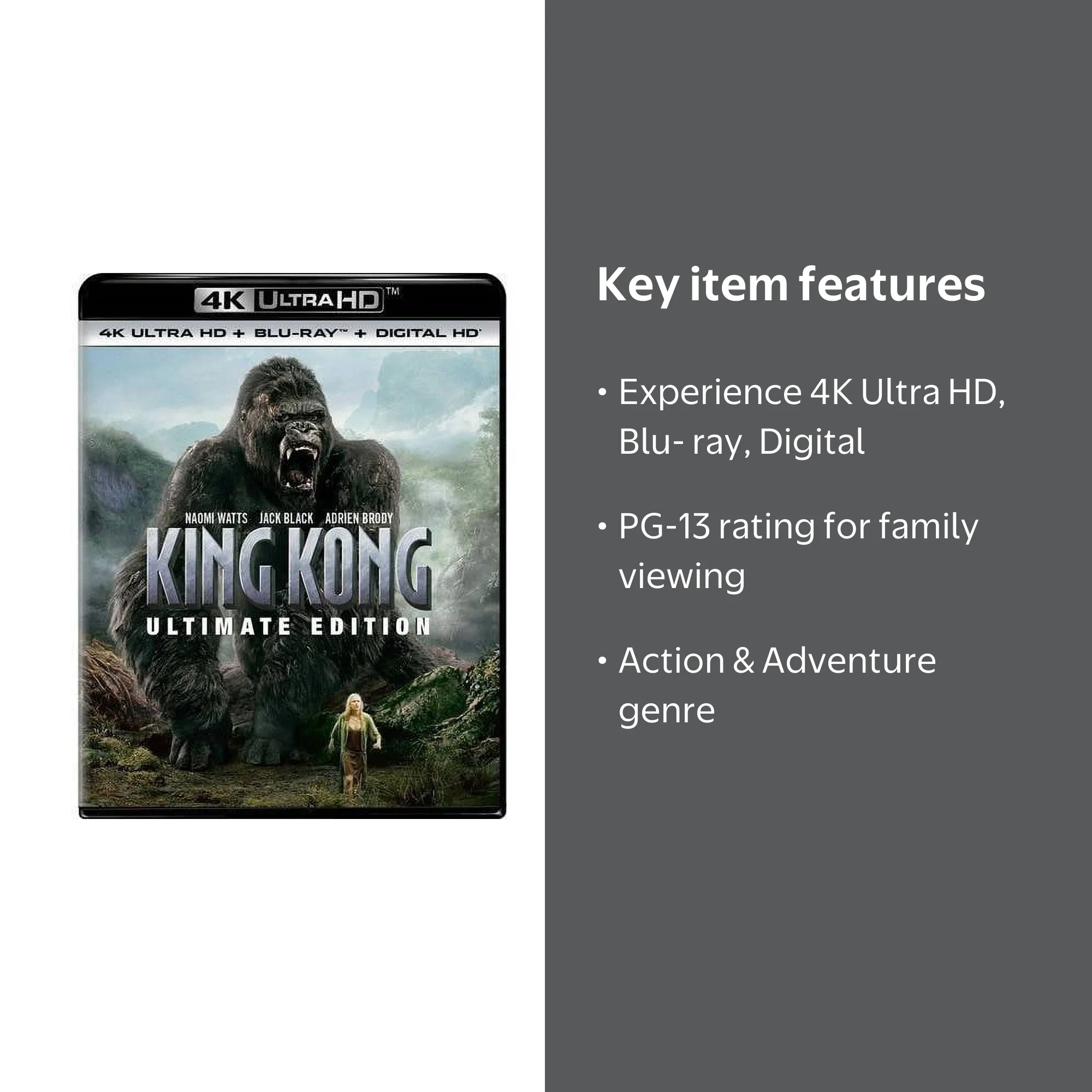 キング・コング (4K ULTRA HD + Blu-rayセット) [4K ULTRA HD + Blu-ray] n5ksbvb King Kong (Ultimate Edition), 4K Ultra HD + Blu-ray + Digital