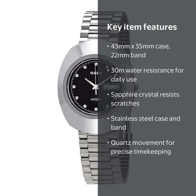 Rado Diastar Black Dial Stainless Steel Men's Watch R12391153