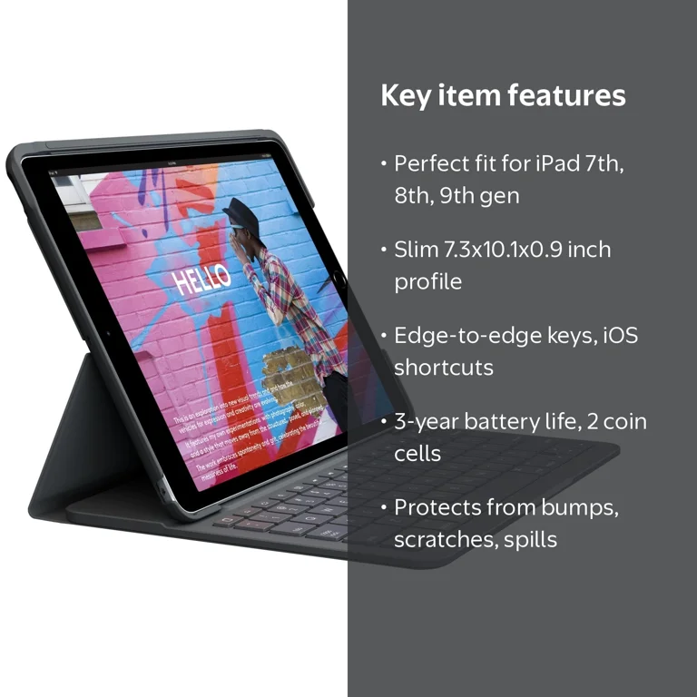 Logitech iPad Keyboard Case, Slim Folio with wireless keyboard