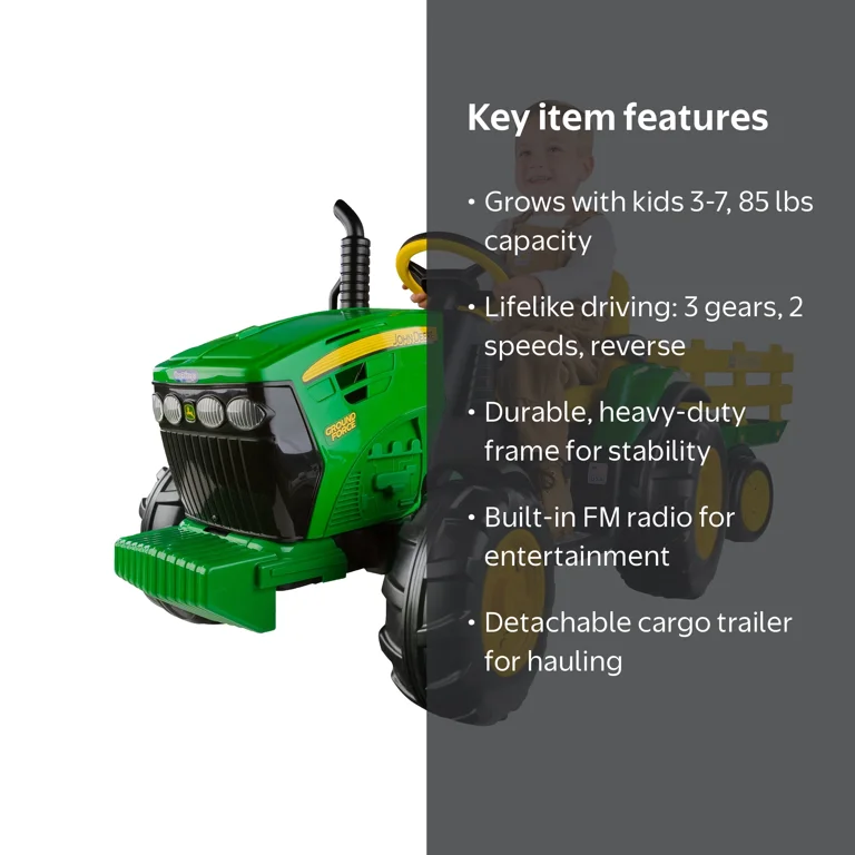 Peg Perego John Deere Ground Force Childrens Ride On Tractor Plus Trailer Peg Perego John Deere Ground Force Childrens Ride On Tractor Plus Trailer