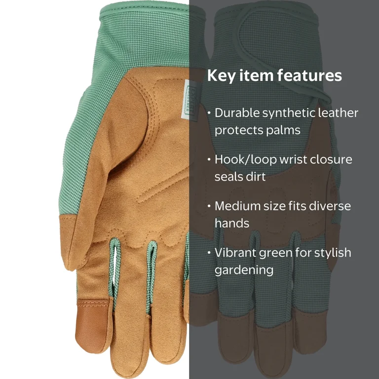 Expert Gardener Women's Synthetic Leather Gardening Gloves, Medium
