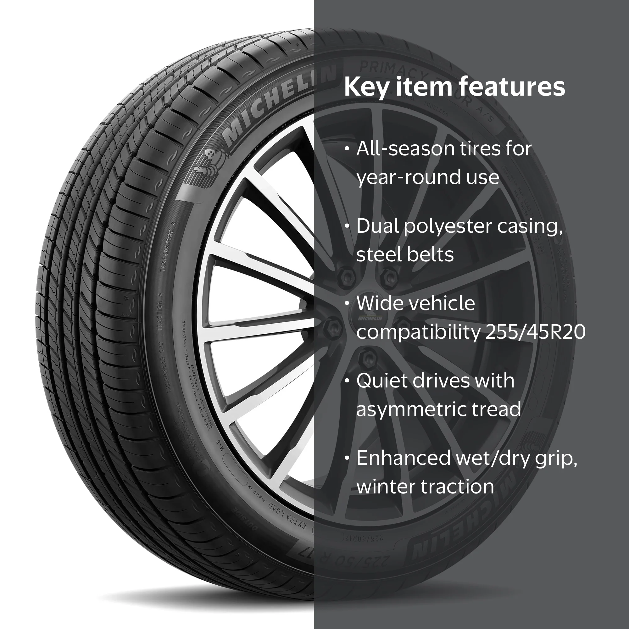Michelin Primacy Tour A/S 255/45R20 105V XL Tire - Long Life