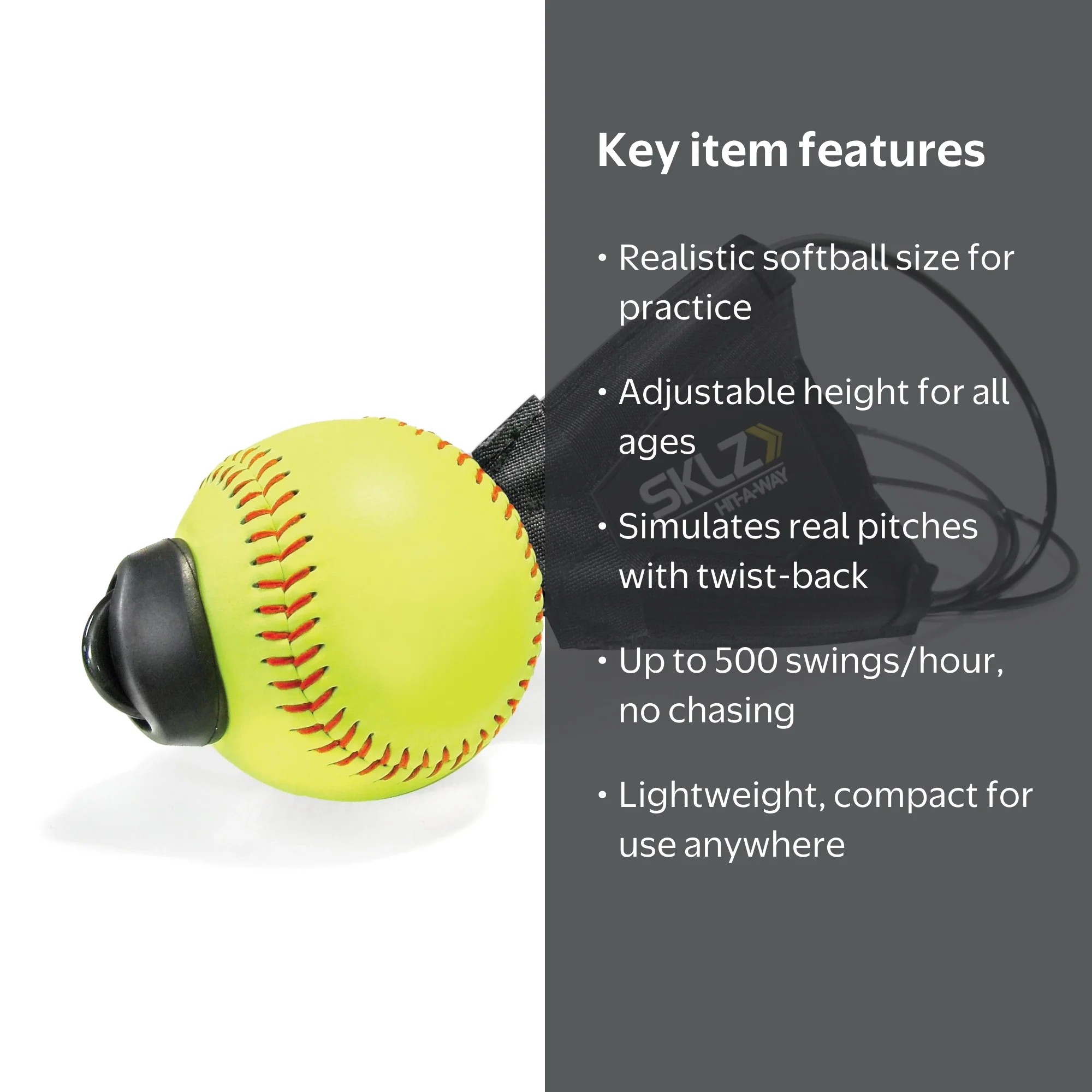 SKLZ, Hit-A-Way Softball Swing Trainer, no code, adjustable height