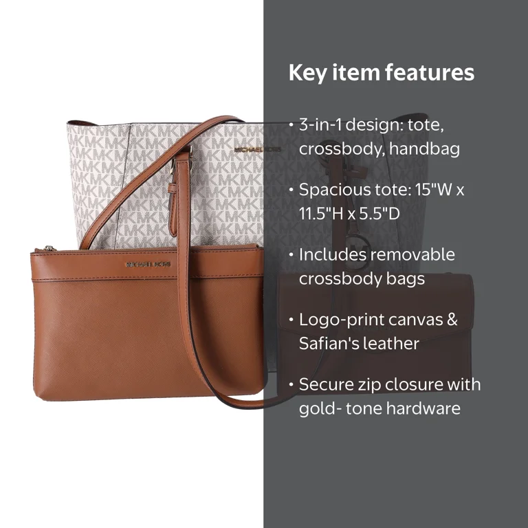 Michael Kors Women's Large Charlotte Leather 3-in-1 Crossbody Tote
