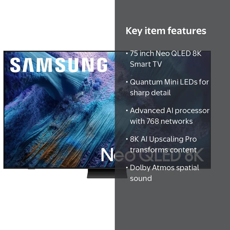 Samsung 75 inch Neo QLED 8K QN990F Vision AI Smart TV (2025