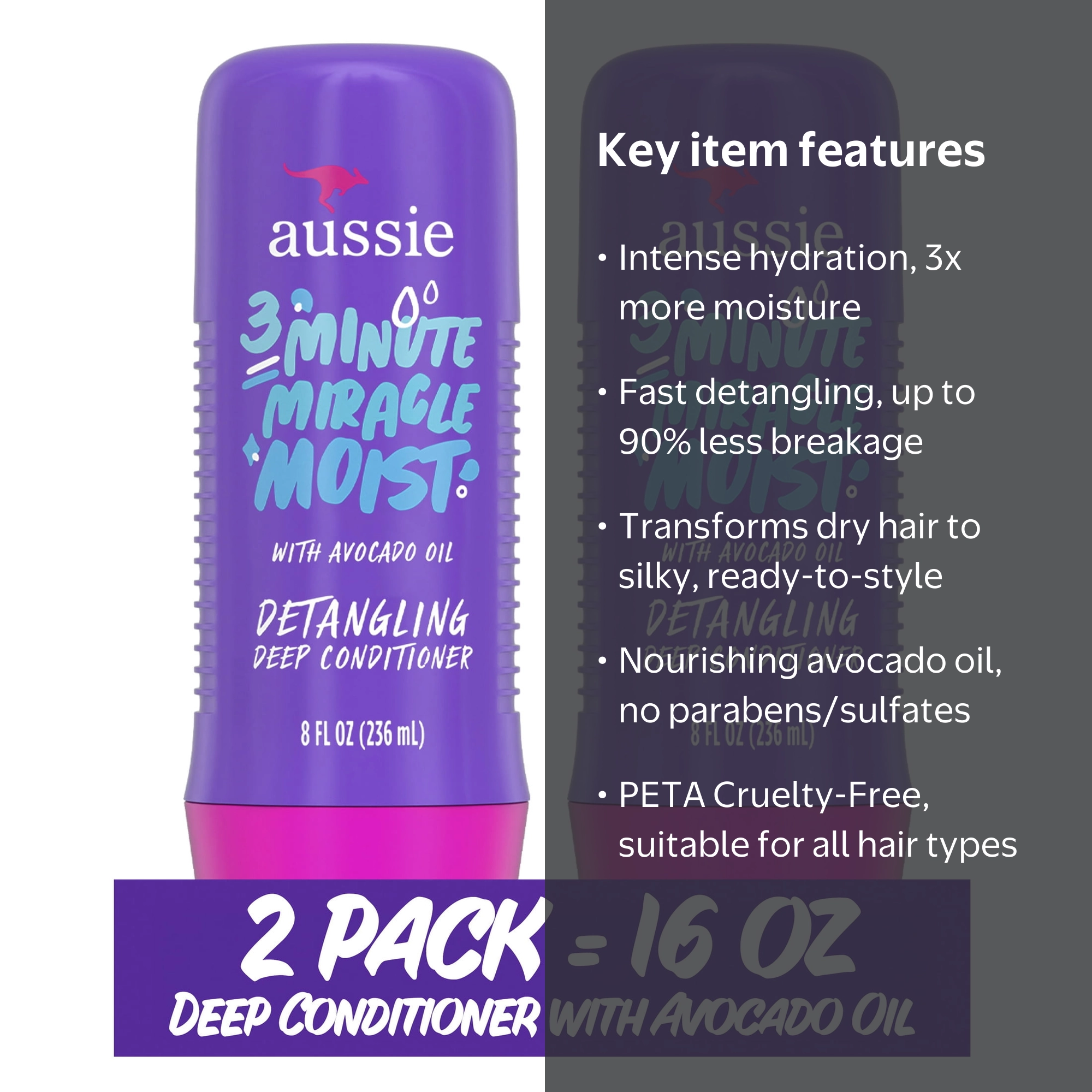 Aussie, 3 Minute Miracle Moist Conditioner, 8 fl oz - Walmart.com