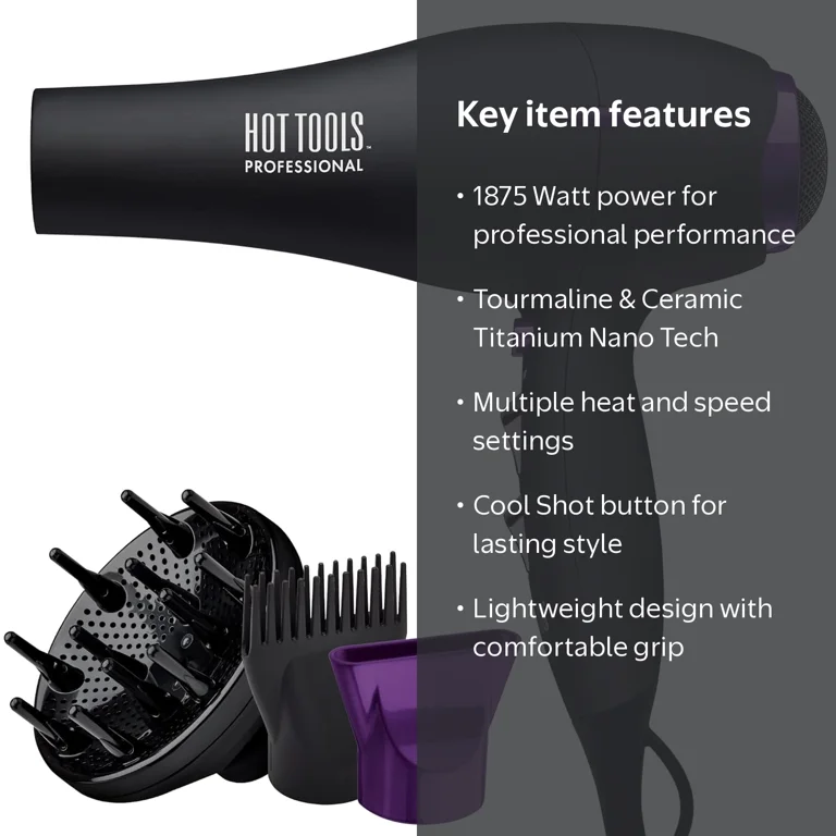 Hot Tools, Hair Dryer, 1875 Watt Pro Ionic Salon Dryer - Walmart.com