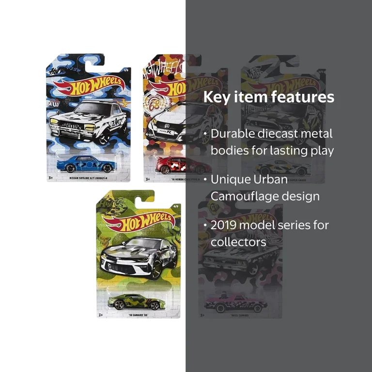 Hot Wheels Urban Camo Camouflage Series Complete Set of 5 Diecast