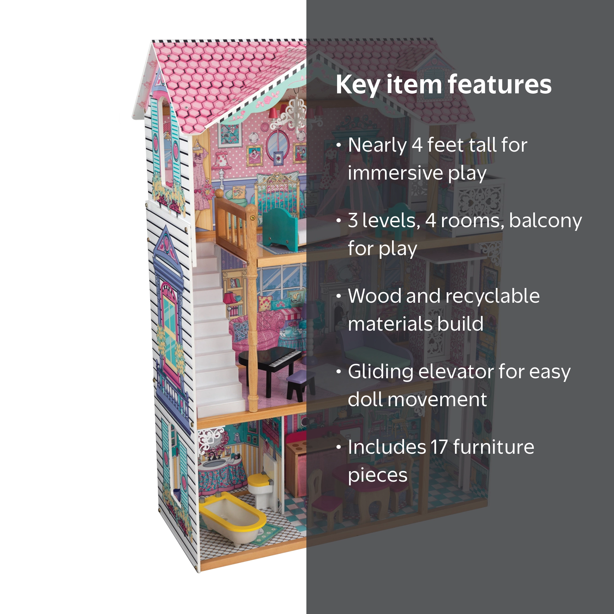 KidKraft Annabelle Dreamy Barbie Wooden Dollhouse with Elevator