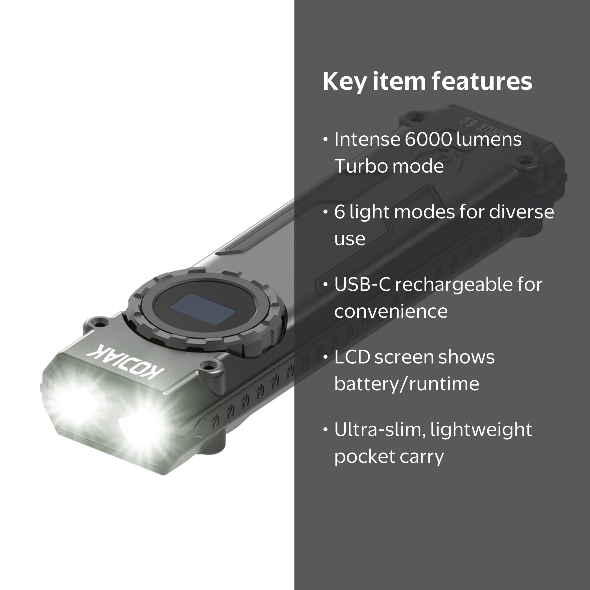 Kodiak Krux 6000-Lumen LED Work Light, USB-C Rechargeable