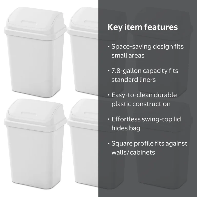 衛生日用品 RT-220000 Sterilite 7.8 Gallon SwingTop Kitchen Wastebasket Trash Can, White