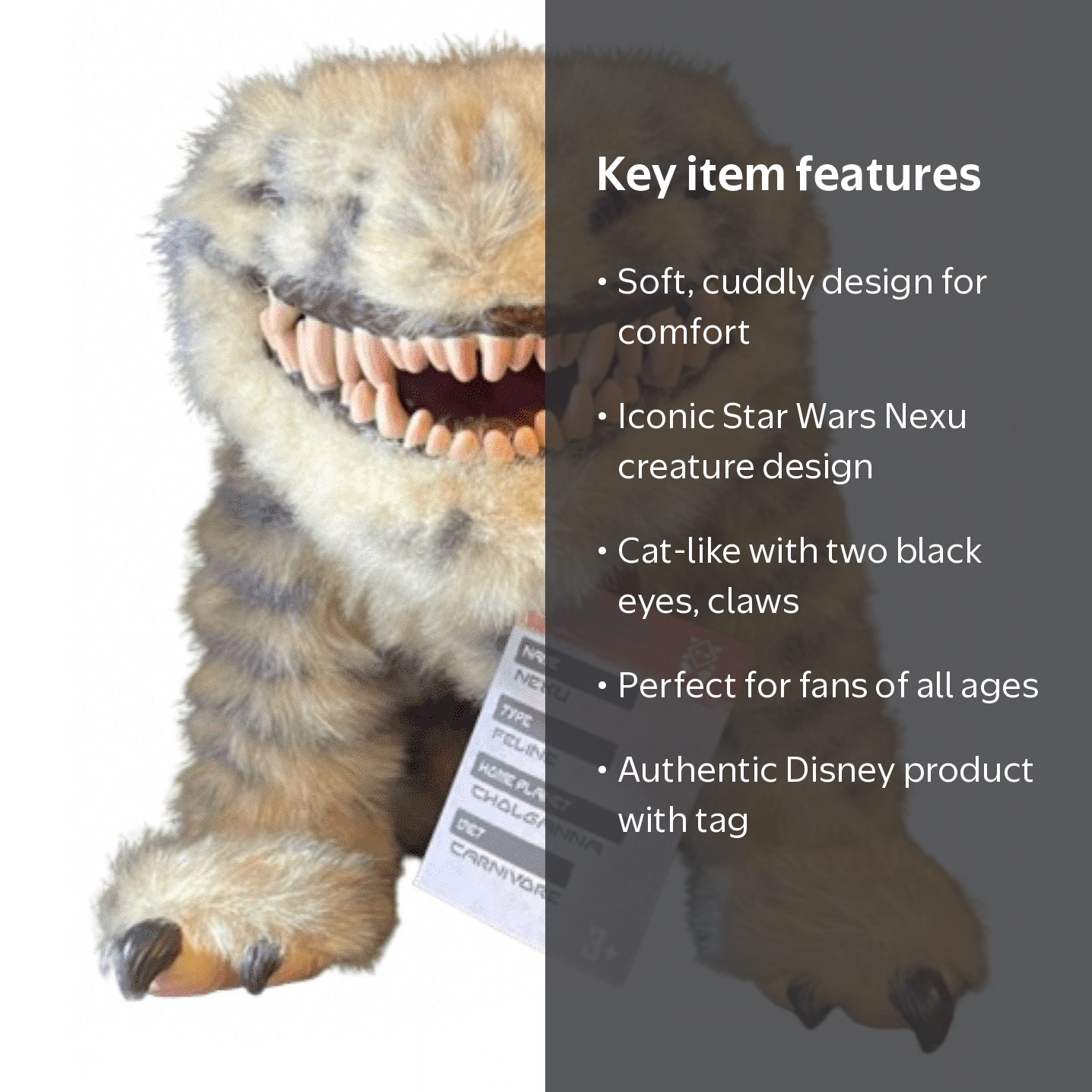 Disney Nexu Cat Creature Plush Toy, Star Wars: Galaxy's Edge, Gift