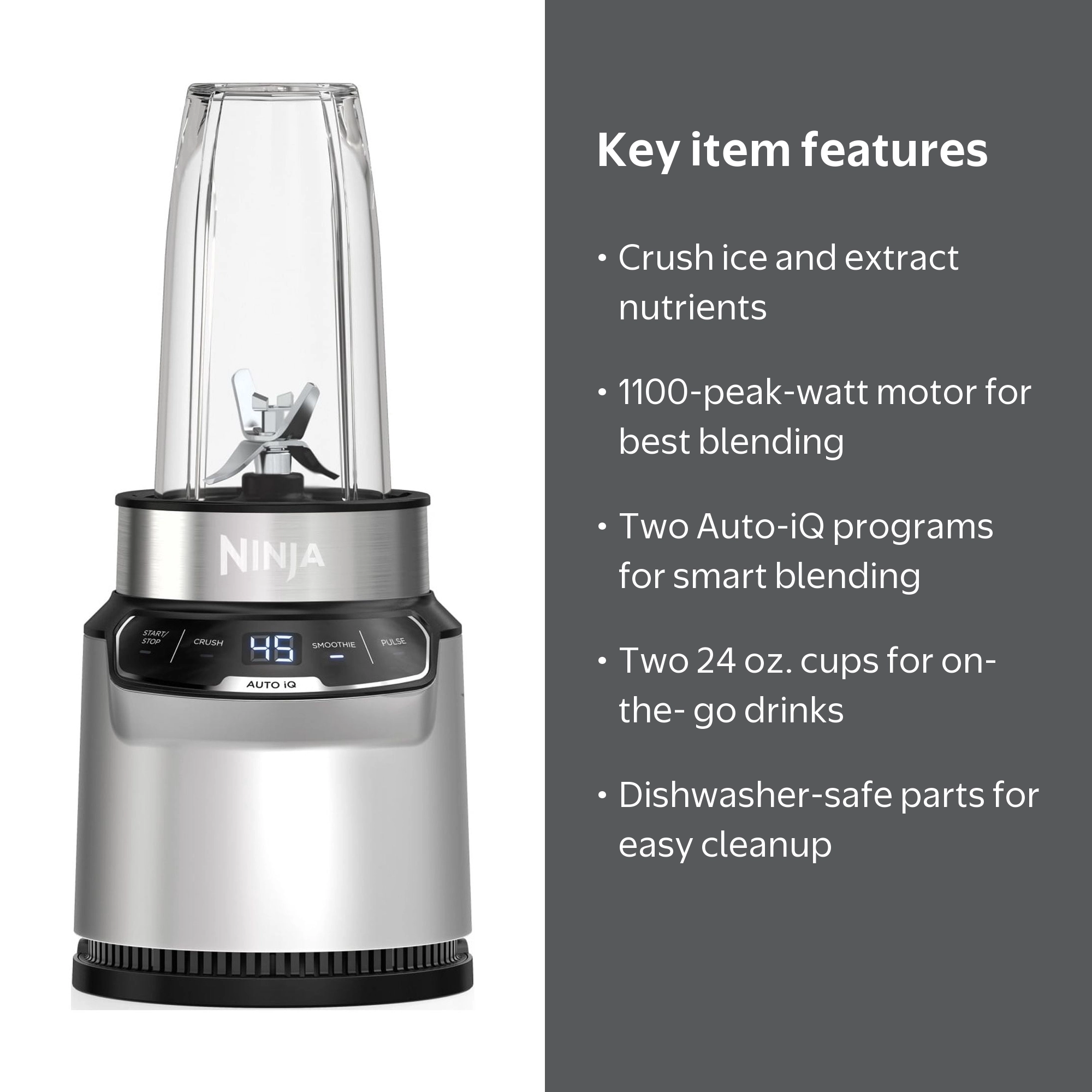 Ninja Nutri-Blender Pro with Auto-iQ, 1100-Peak-Watt, Personal