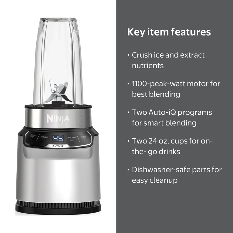 Ninja Nutri-Blender Pro with Auto-iQ, 1100-Peak-Watt, Personal