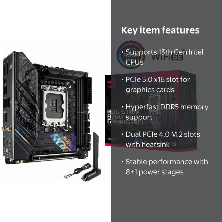 ASUS ROG Strix B760-I Gaming WiFi Motherboard, Intel B760, mini