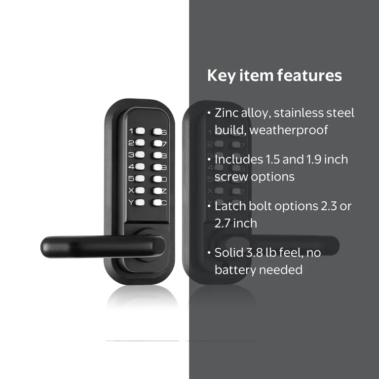 KFFKFF Mechanical Keyless Entry Door Lock with Handle, Water-proof