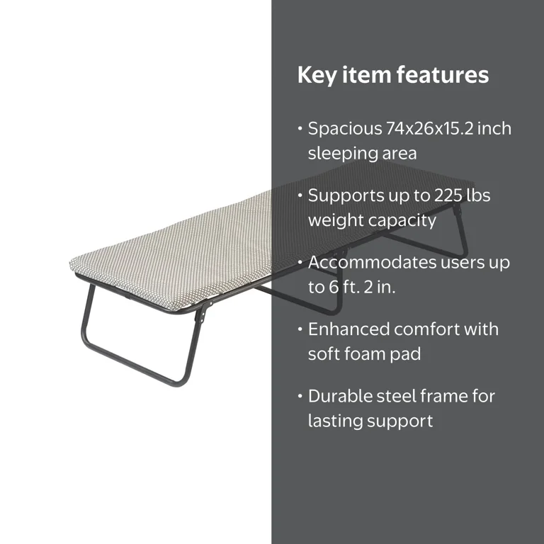 Coleman Ridgeline Camping Cot, 26 x 13 x 75 in, Green, with Foam