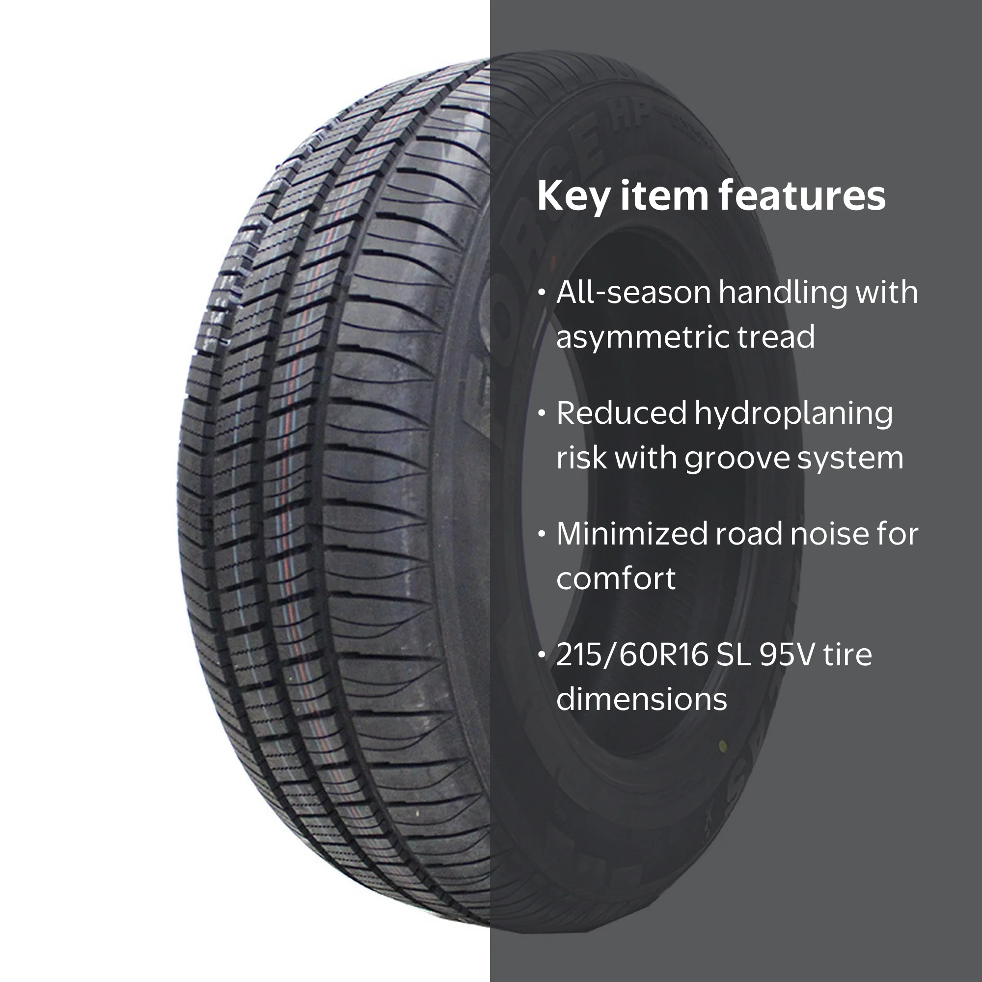 Atlas Force HP Performance Tire, 215/60R16 95V A/S, All Season
