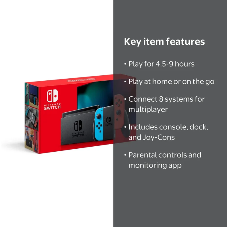 Nintendo Switch with Neon Blue and Red Joy-Con, HAC-001(-01), 6.2
