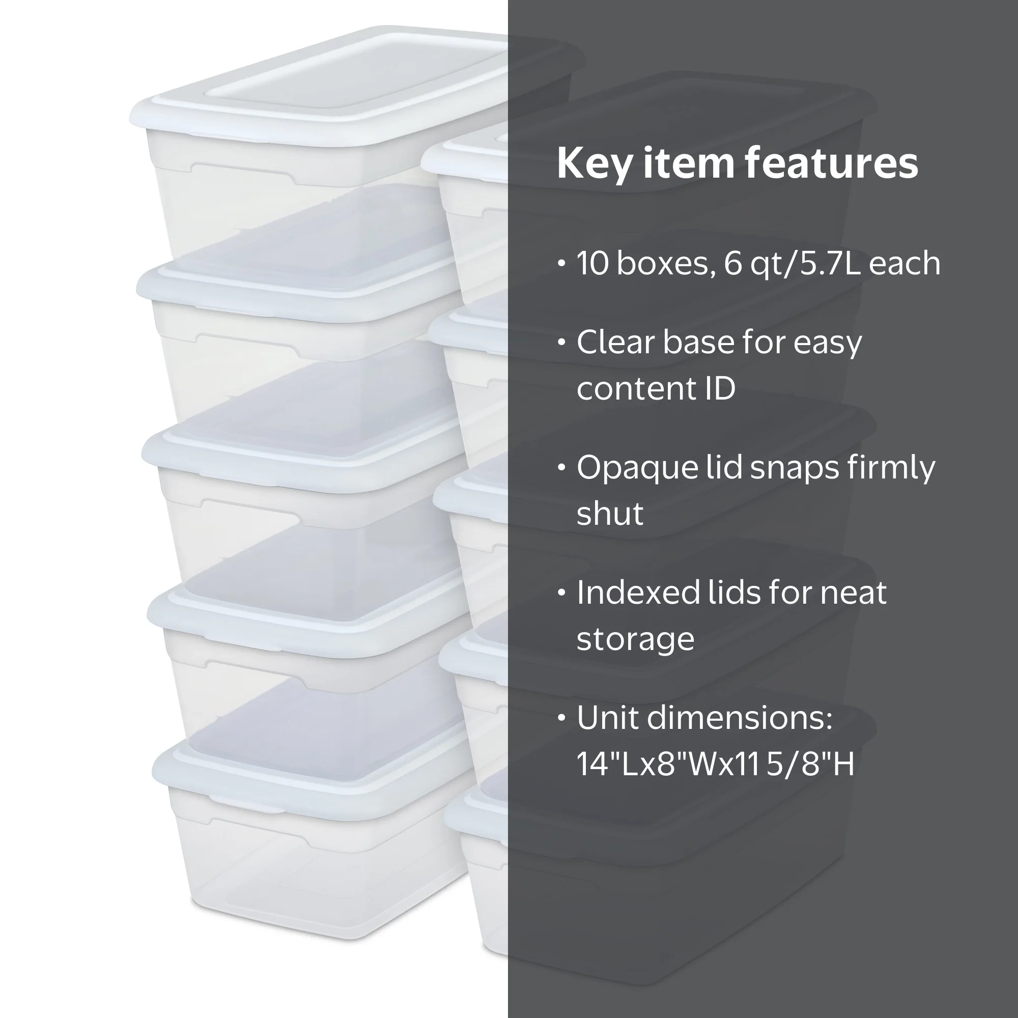 Sterilite Set of 10 6qt Storage Bx- White - Walmart.com