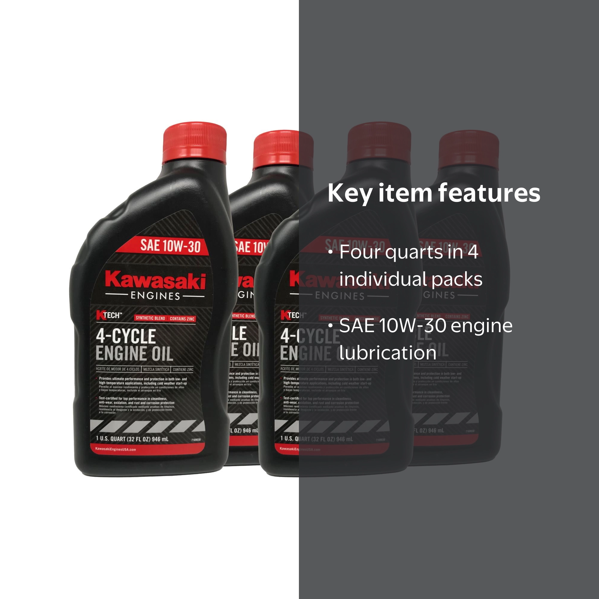 Kawasaki SAE 10W-30 4-Cycle Motor Oil 4 QUARTS 99969-6081 4 PACK
