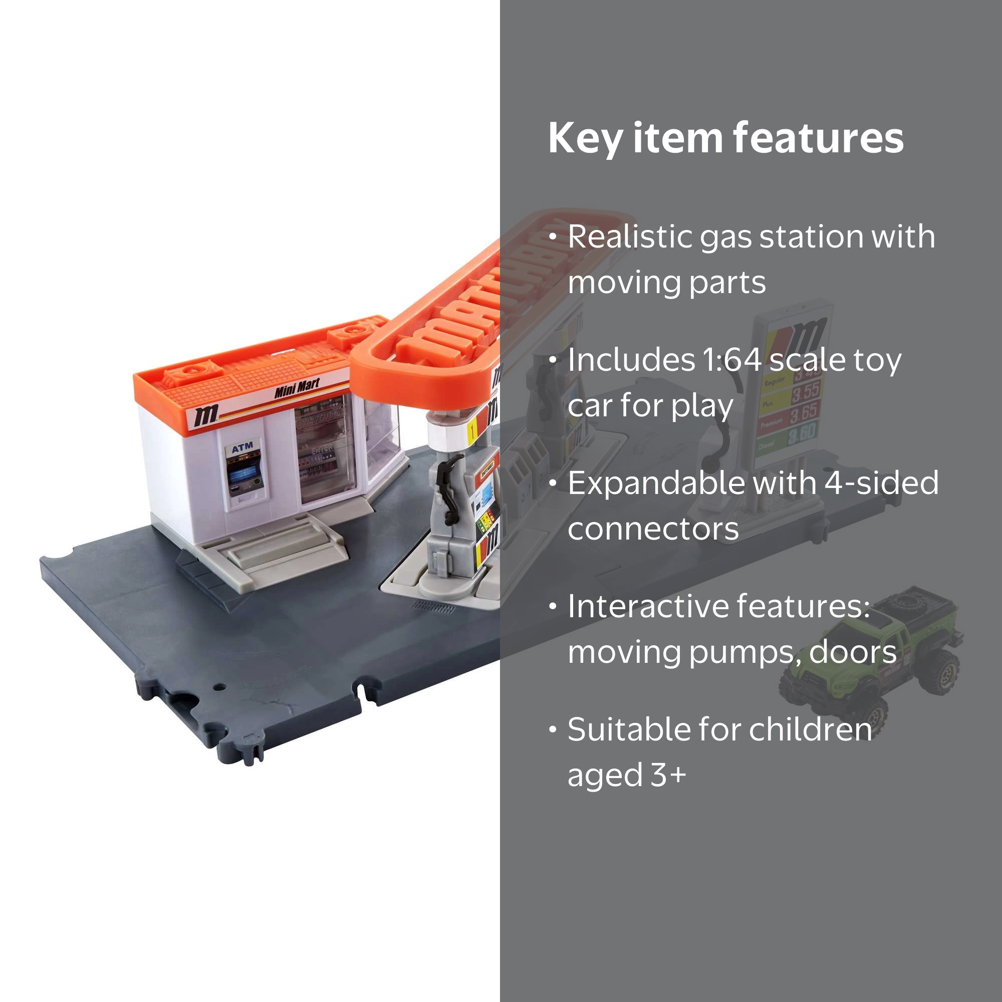 Matchbox, Action Drivers Fuel Station Playset, with 1:64 Scale Toy