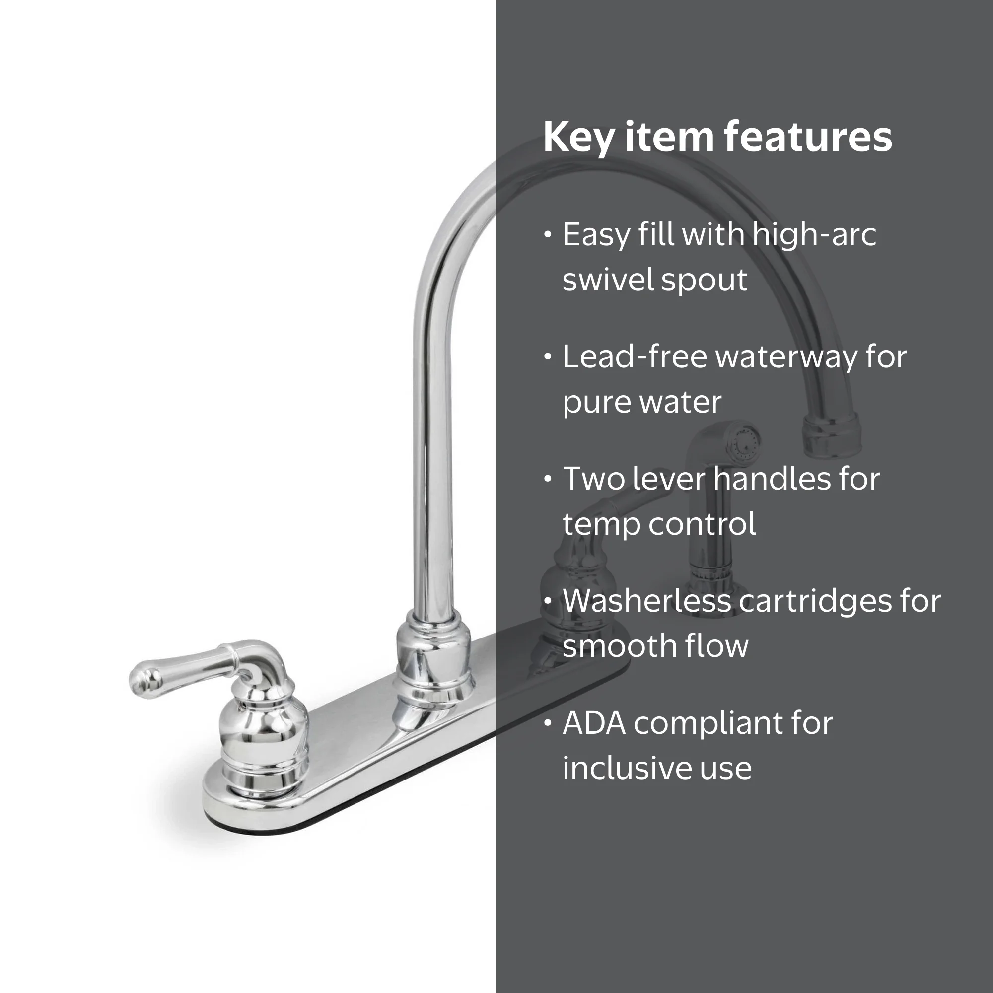Everflow Lead Free Two-Handle Kitchen Faucet with Spray, Chrome