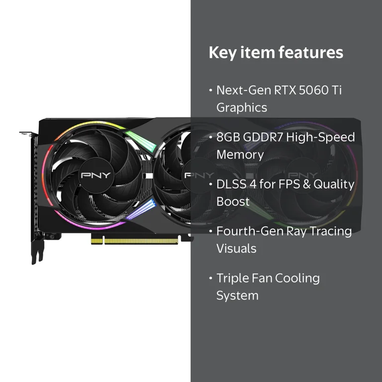 PNY, NVIDIA GeForce RTX™ 5060 Ti Epic-X™ ARGB OC Triple Fan, 8GB