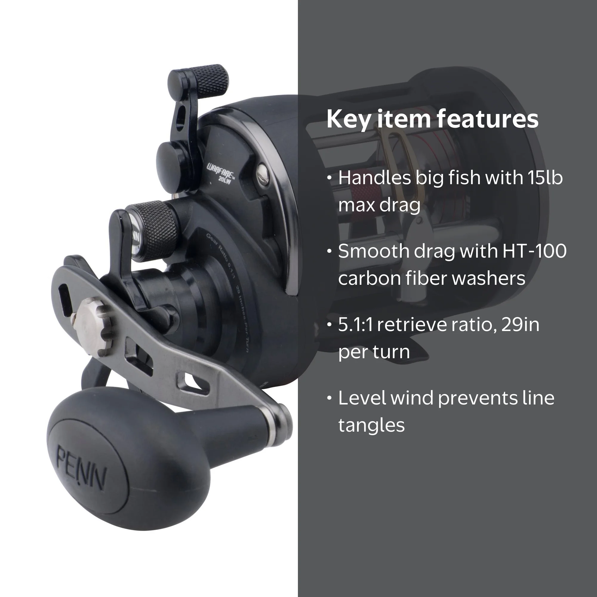 PENN, Level Wind Reel, 20 Size, Saltwater Durable Gear - Walmart.com