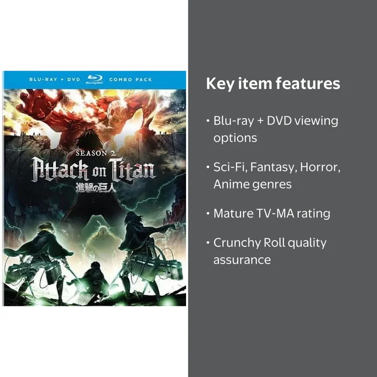 Attack on Titan: Season Two (Blu-ray + DVD, English, TV-MA, Anime