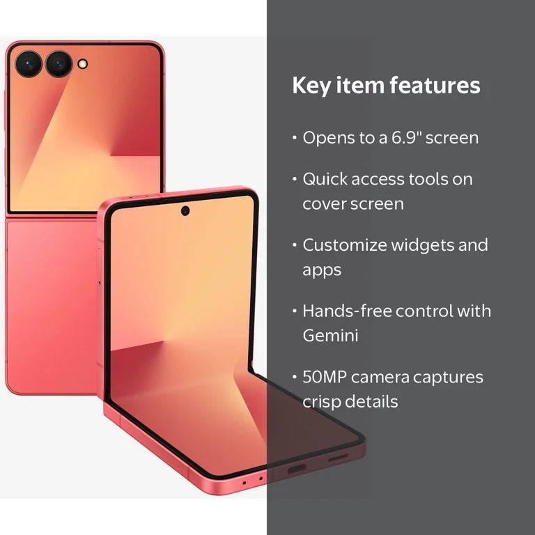 Samsung, Smartphone, 256GB Galaxy Z Flip7, Coral Red - Walmart.com