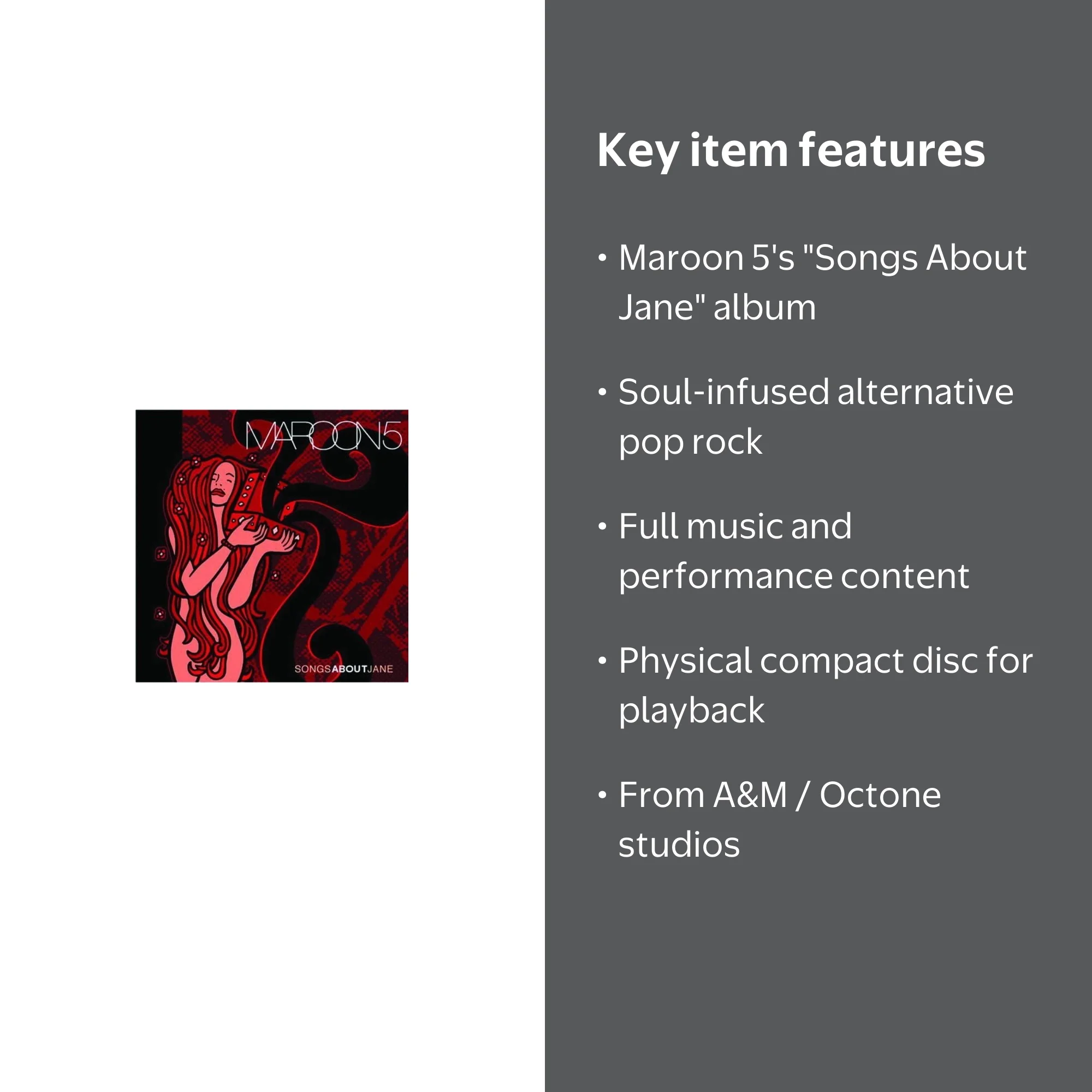 Maroon 5 - Songs About Jane, Music & Performance, CD by A&M