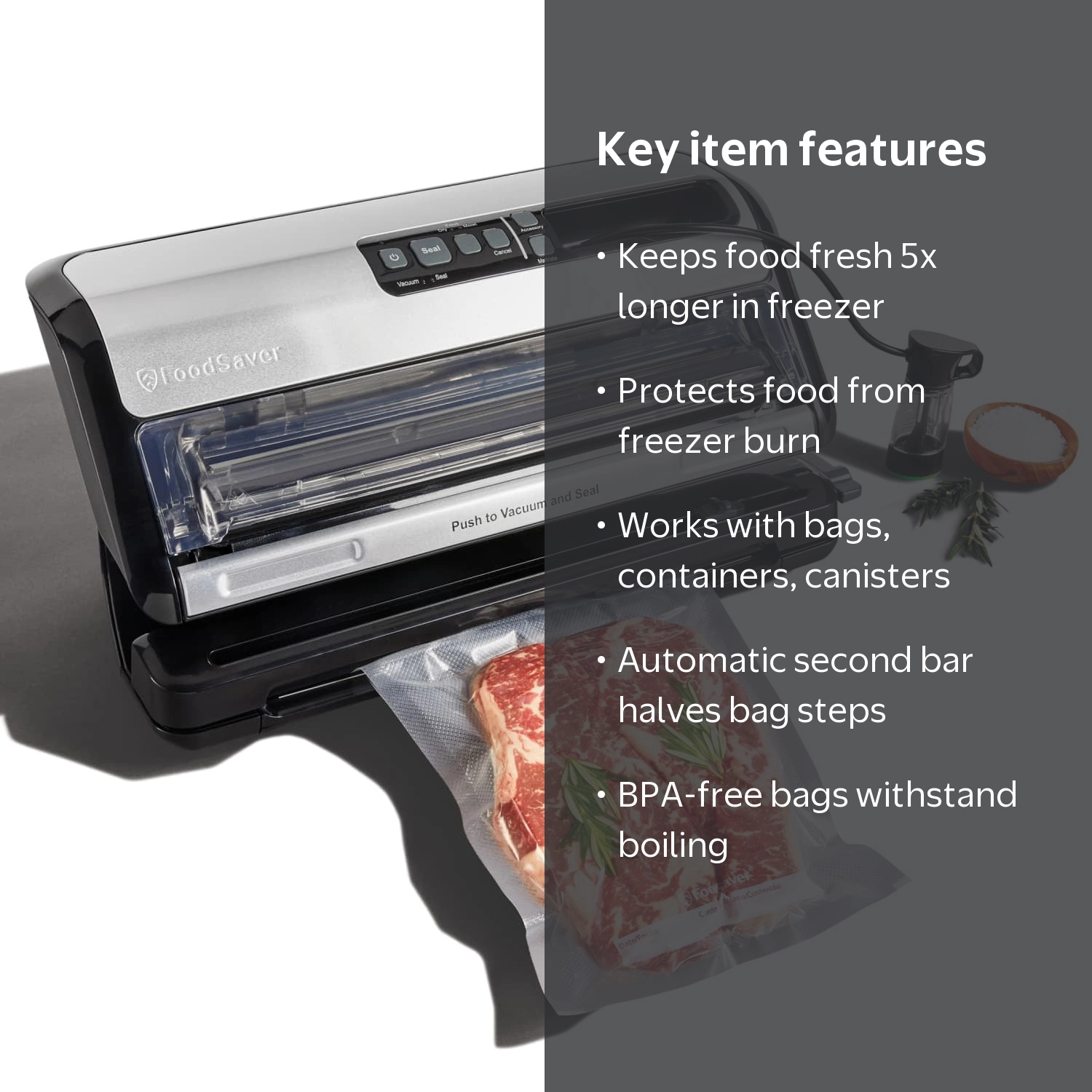 FoodSaver, Vacuum Sealing System, 2-in-1, Silver, Includes Starter