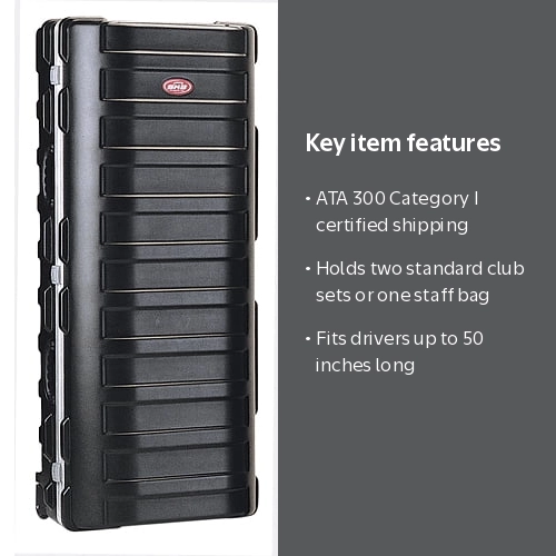 SKB Double Black Travel Golf Bag, Hard Plastic ATA Wheeled Case